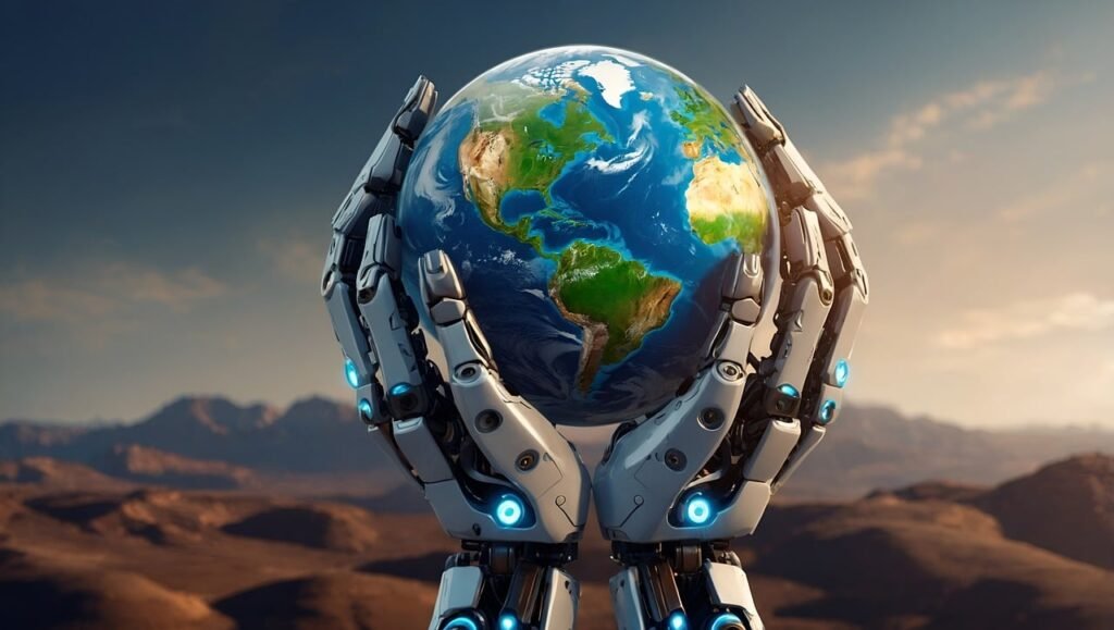 ai generated, robot, earth